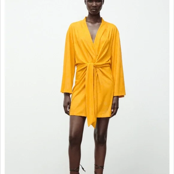 zara silk yellow dress Zara Feathered Long Satin Dress Strapless Yellow Size S M L XL 2168/002 New
